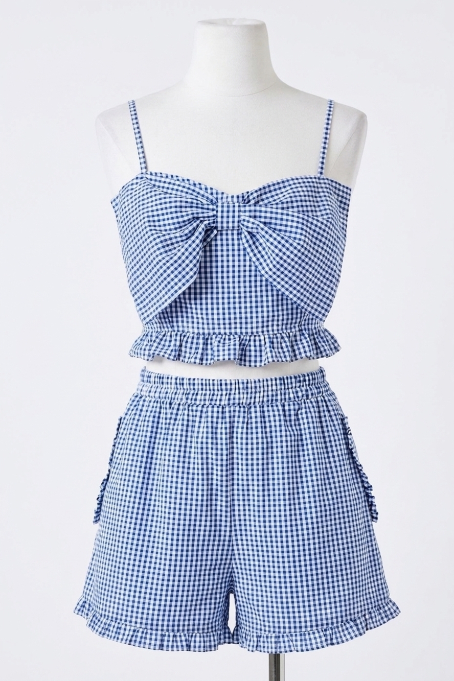 NEW DAY + MOON hampshire gingham top in blue